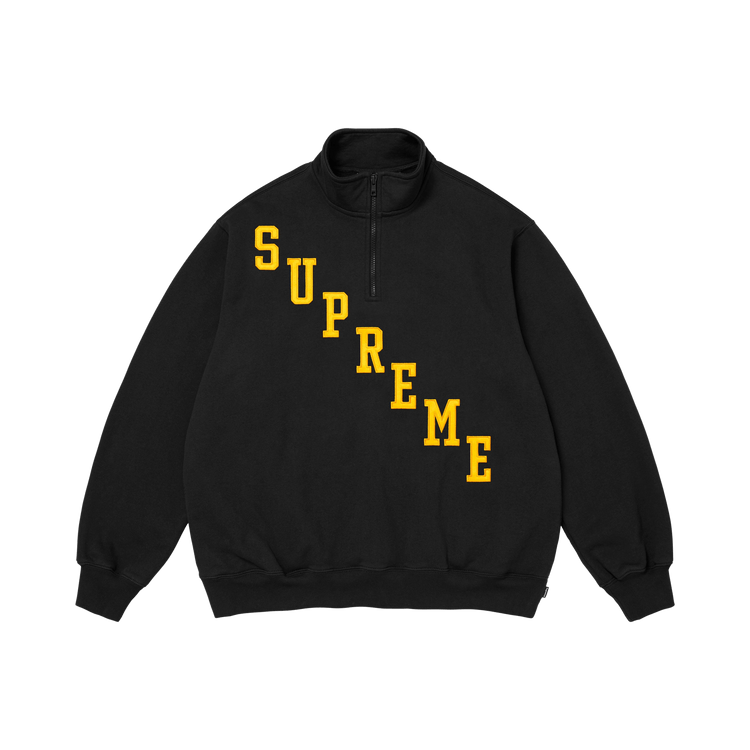 Supreme Slant Appliqué Half Zip Pullover "Black"