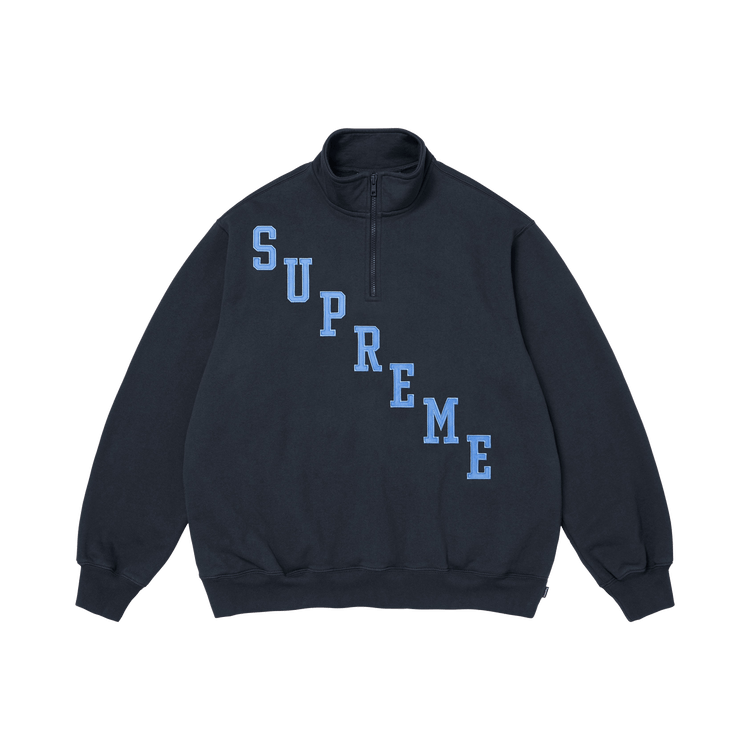 Supreme Slant Appliqué Half Zip Pullover "Navy"