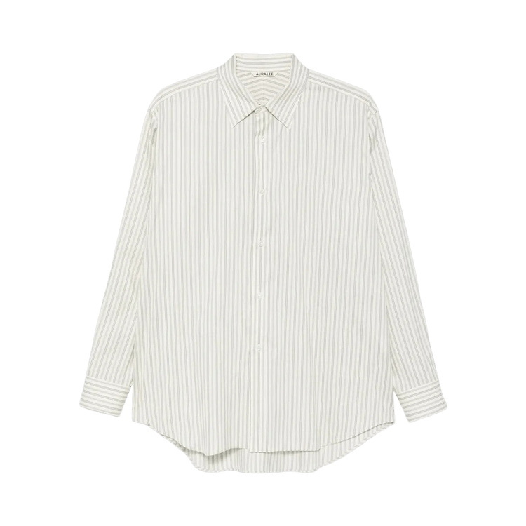Auralee Cotton Silk Stripe Shirt "Light Gray Stripe"