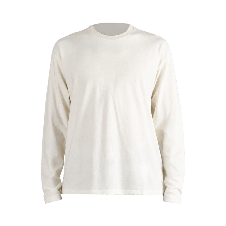 Auralee Brushed Organic Cotton Jersey Long Sleeve Tee "White"