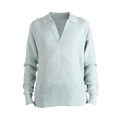 Auralee Suri Alpaca Sheer Knit Skipper Polo "Dusty Mint"