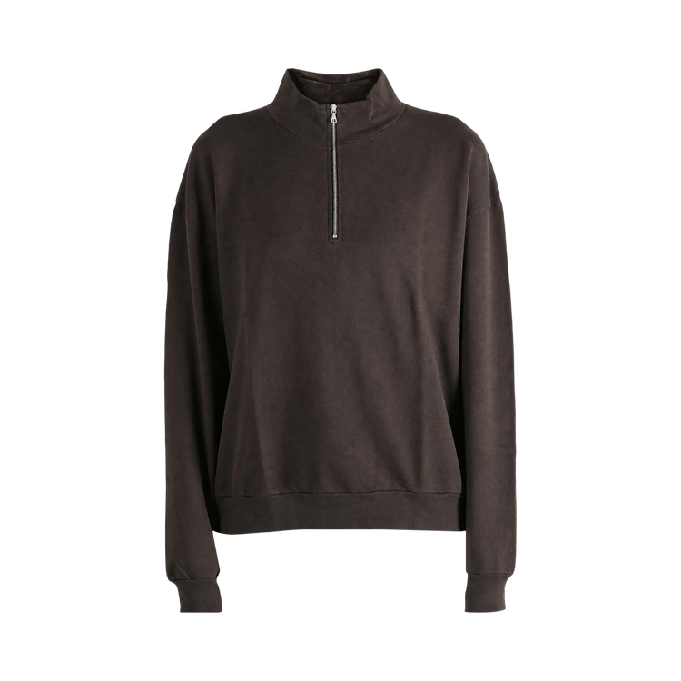 Auralee Super High Gauge Sweat Half Zip Pullover "Dark Brown"