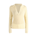 Auralee Suri Alpaca Sheer Knit Skipper Polo "Ecru"