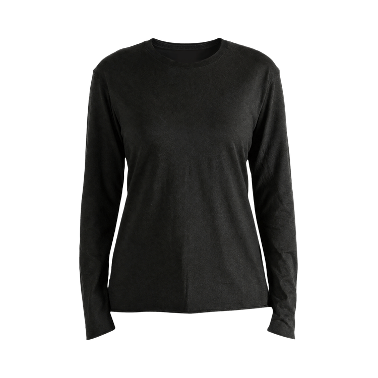 Auralee Soft Smooth Wool Stripe Jersey Long Sleeve Tee "Ink Black"