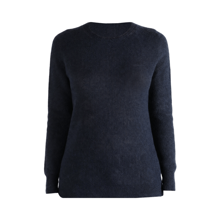 Auralee Suri Alpaca Sheer Knit Pullover "Navy"