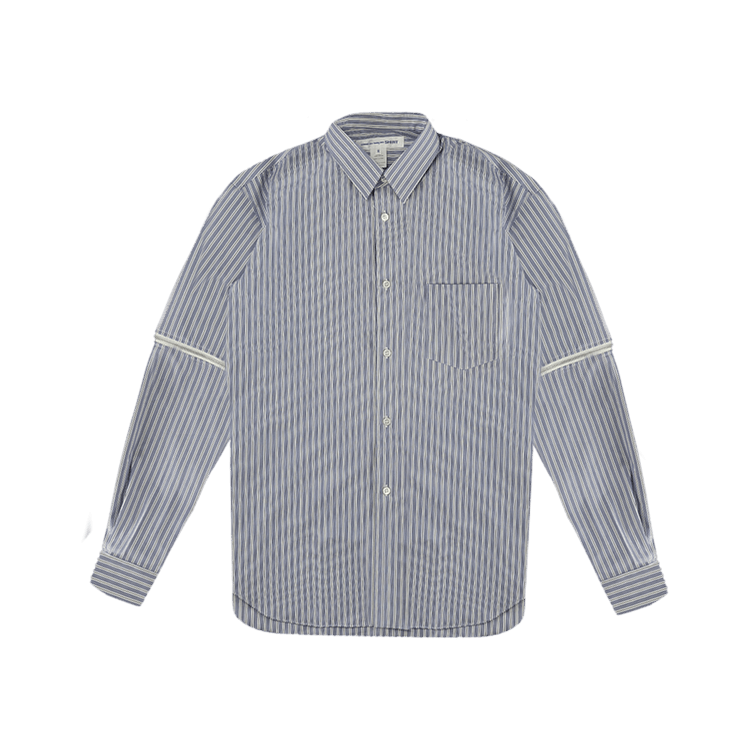 Comme des Garçons SHIRT Striped Shirt with Zip-Detail "Blue"