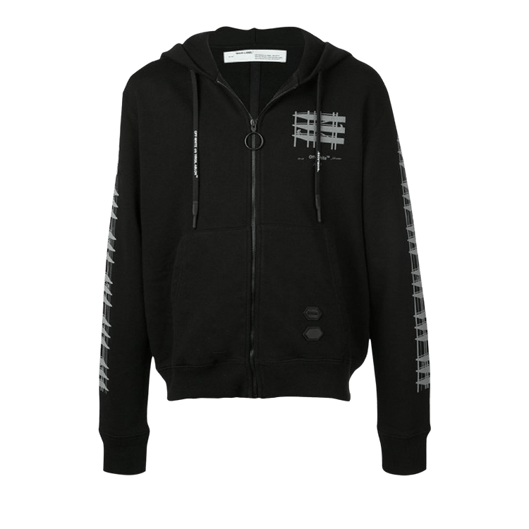 Off-White Diag Indus Slim Zipped Hoodie "Black / Silver"