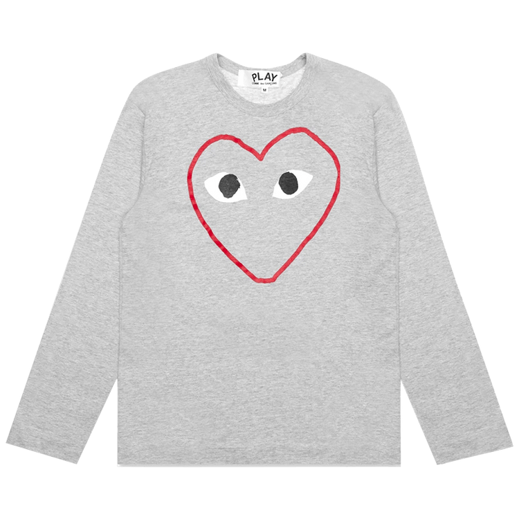 Comme des Garçons PLAY Red Heart Sketch Long-Sleeve T-Shirt "Grey"