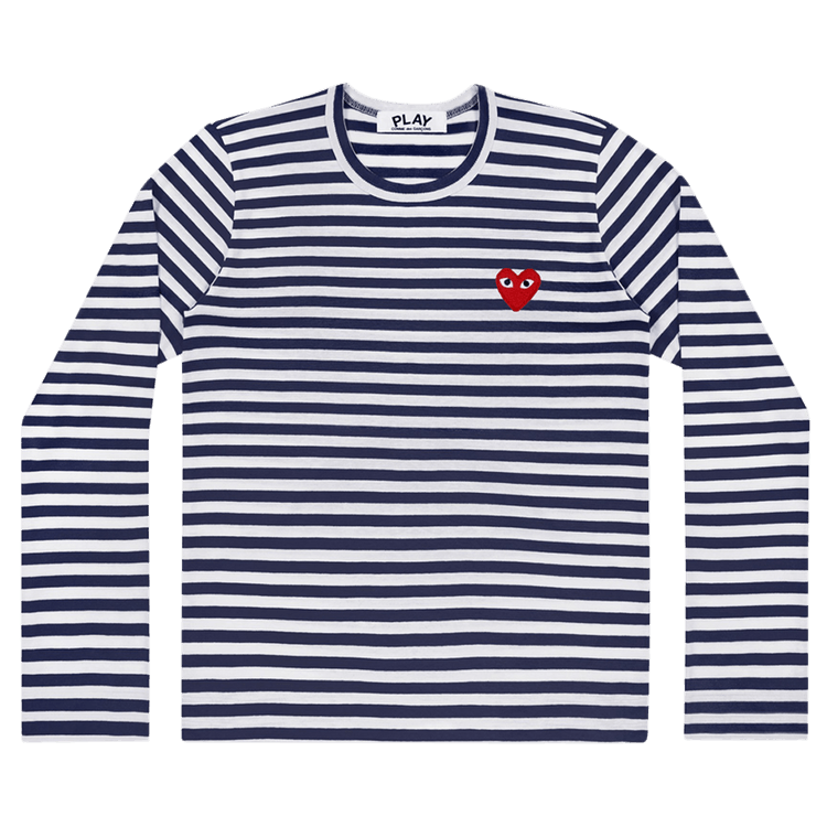 Comme des Garçons PLAY Heart Logo Long-Sleeve Stripe Shirt "White Navy"