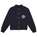 Versace Medusa Embroidered Cotton Jacket "Dark Blue"