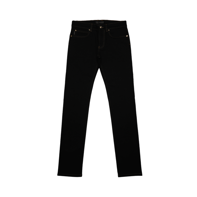 Versace Embroidered Safety Pin Jeans "Black"