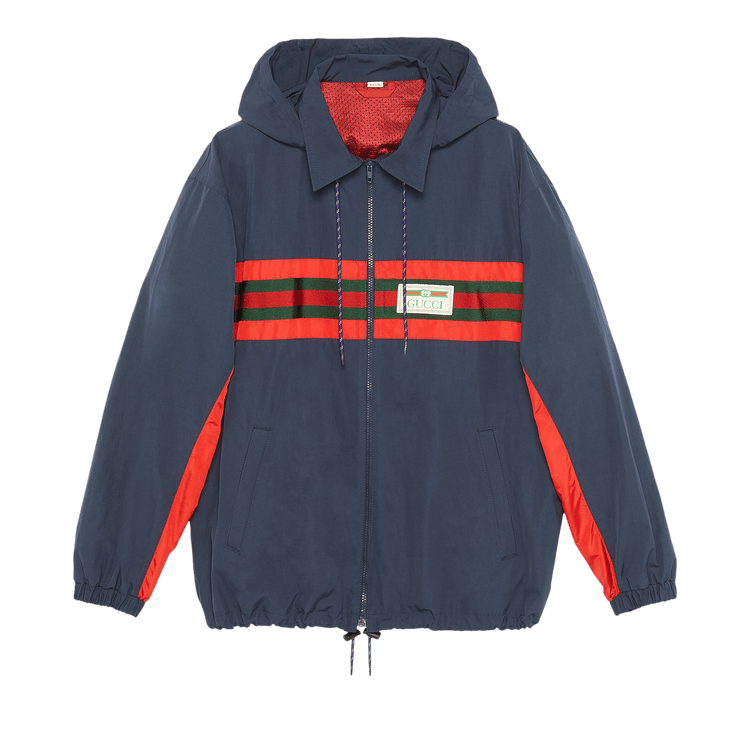 Gucci Nylon Jacket With Web and Gucci Label "Blue"