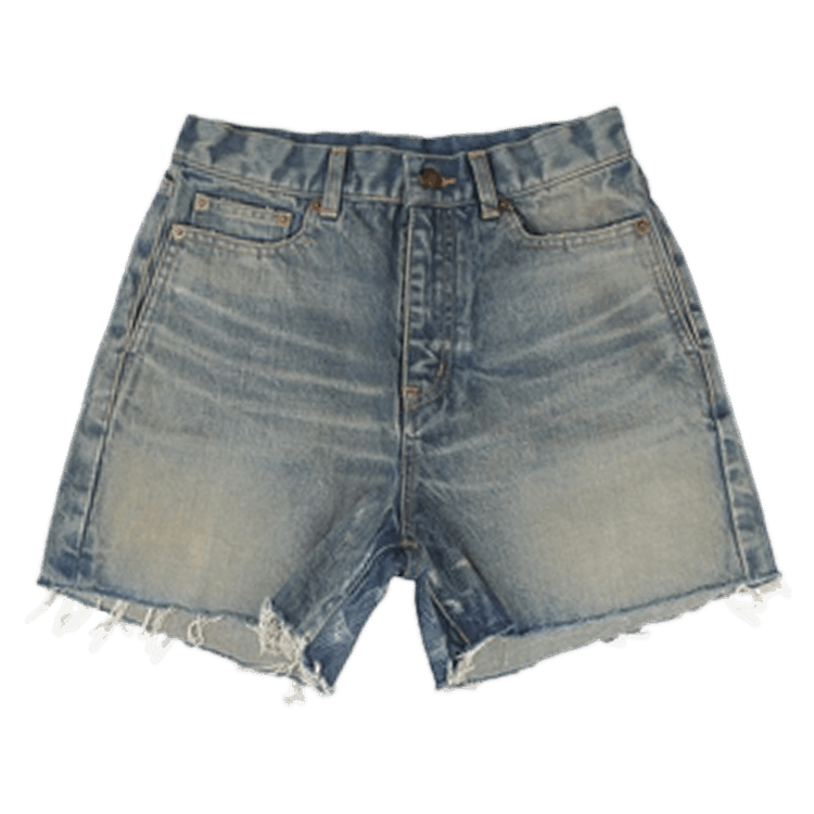 Saint Laurent Denim Shorts Raw Edg "Blue"