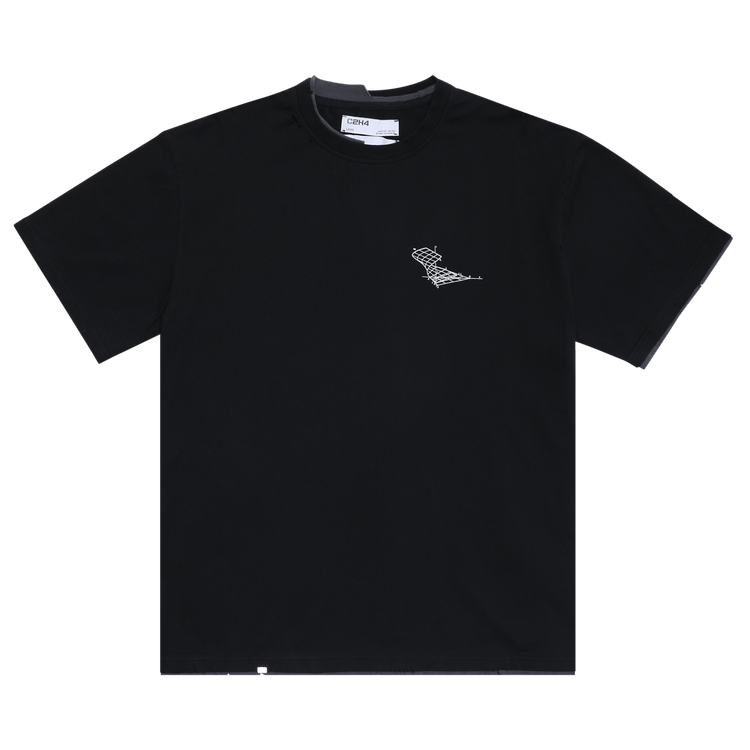 C2H4 Matrix Of Consciousness Printed Distressed Layered T-shirt "Black"