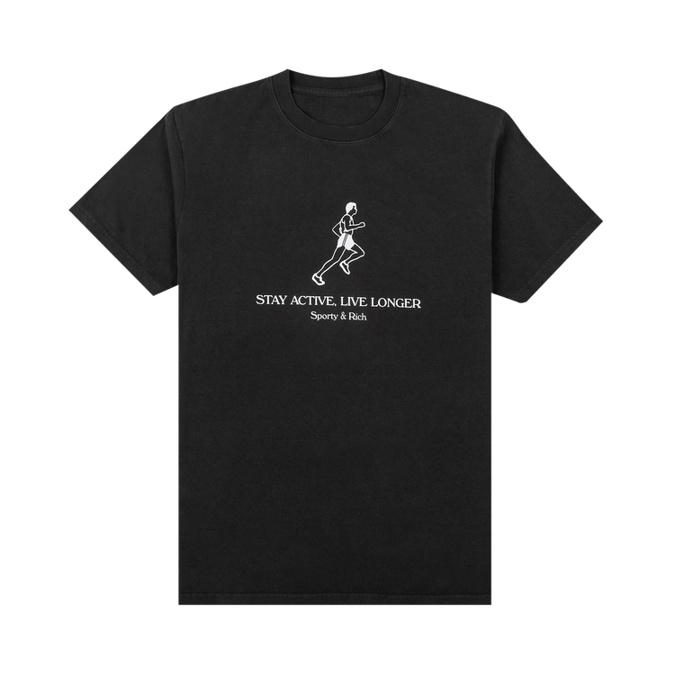 Sporty & Rich Live Longer T-Shirt "Black/White Print"