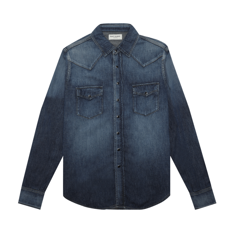 Saint Laurent Classic Western Shirt "Dirty Med Vinta Blue"