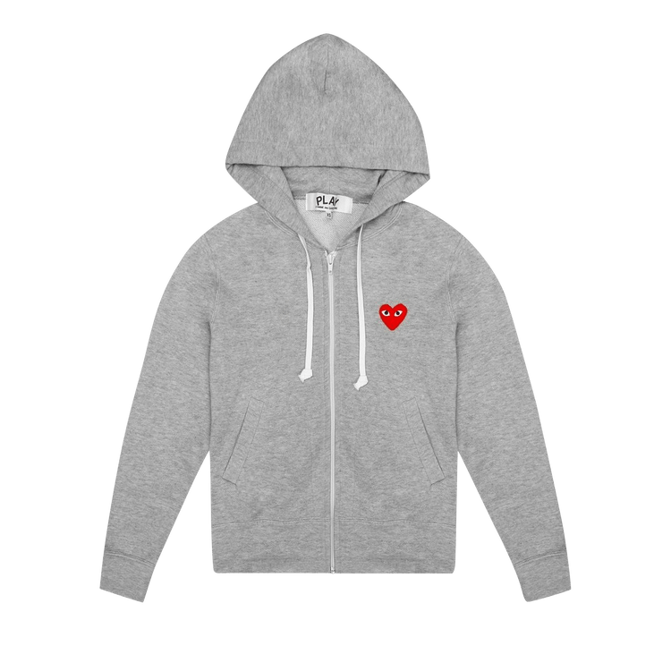 Comme des Garçons Play Zip Up Hoodie With Red Heart "Grey"