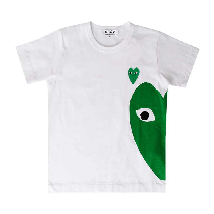 Comme des Garçons Short-Sleeve Play T-Shirt W/Green Heart On Side "White"