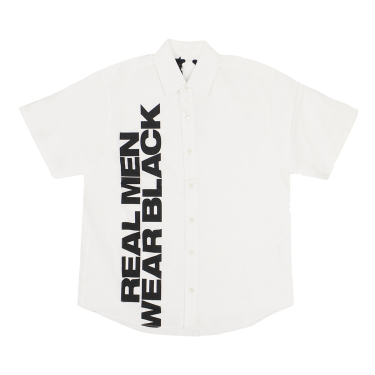 Vlone "Real Men Wear Black" Short-Sleeve Button Up Shirt "White"