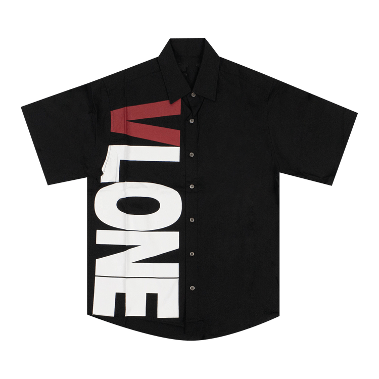 Vlone Short Sleeve Shirt Sideways Button Up "Black"