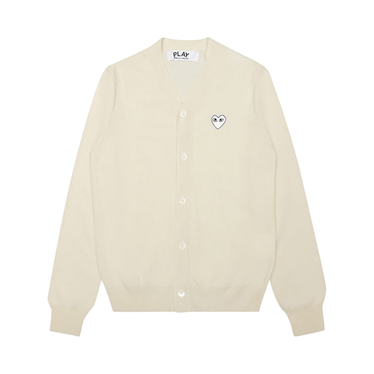 Comme des Garçons PLAY Woven V-Neck Cardigan "Off-White"
