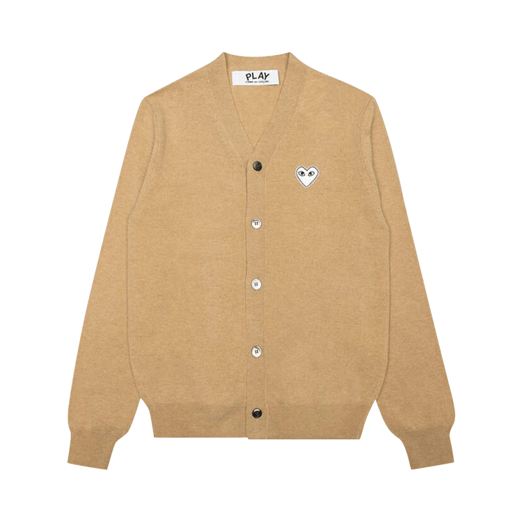 Comme des Garçons PLAY Woven V-Neck Cardigan "Tan"