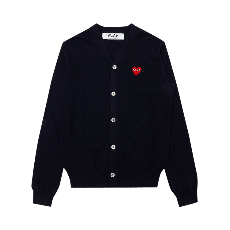 Comme des Garçons PLAY Knit Cardigan Red Heart "Navy"