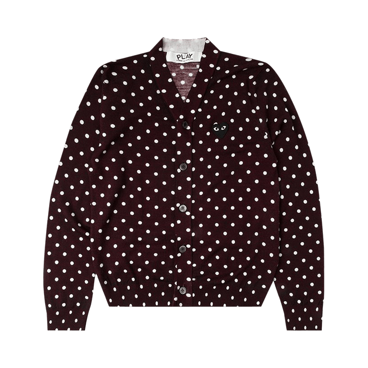 Comme des Garçons PLAY Polka Dot Cardigan Black Heart "Burgundy"