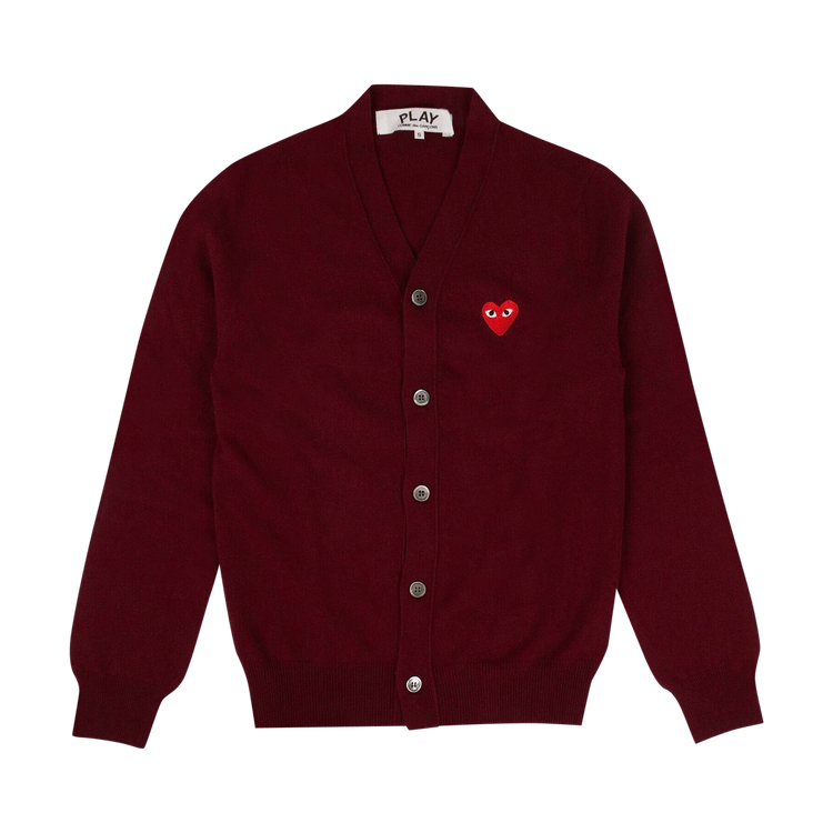 Comme des Garçons PLAY Heart Wool Cardigan "Burgundy"