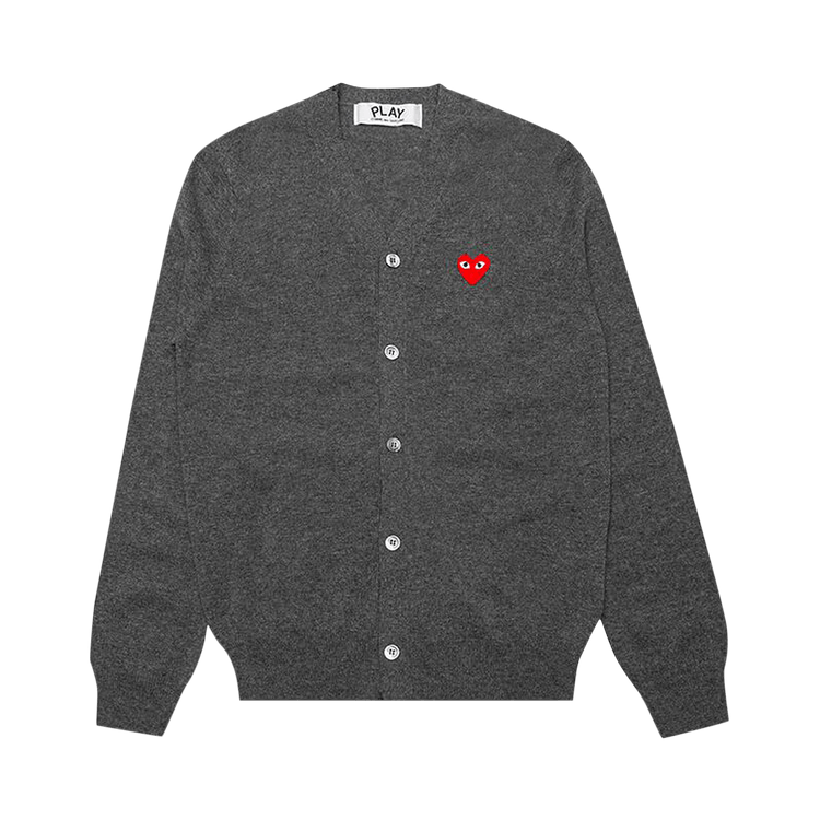 Comme des Garçons PLAY Knit Cardigan Red Heart "Grey"