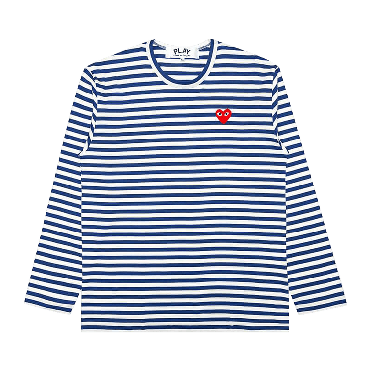 Comme des Garçons PLAY Striped Big Heart Long-Sleeve T-Shirt "Blue/White"
