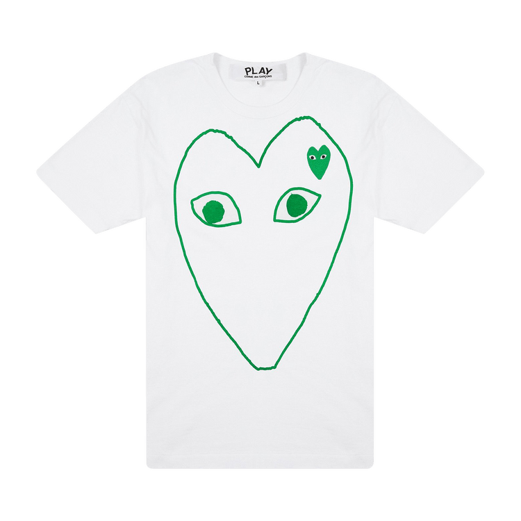 Comme des Garçons PLAY Green Emblem Outline T-Shirt "White"