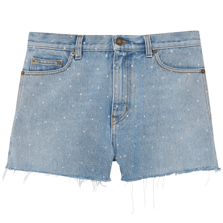 Saint Laurent Spotted Back Denim Shorts "Stonewash"