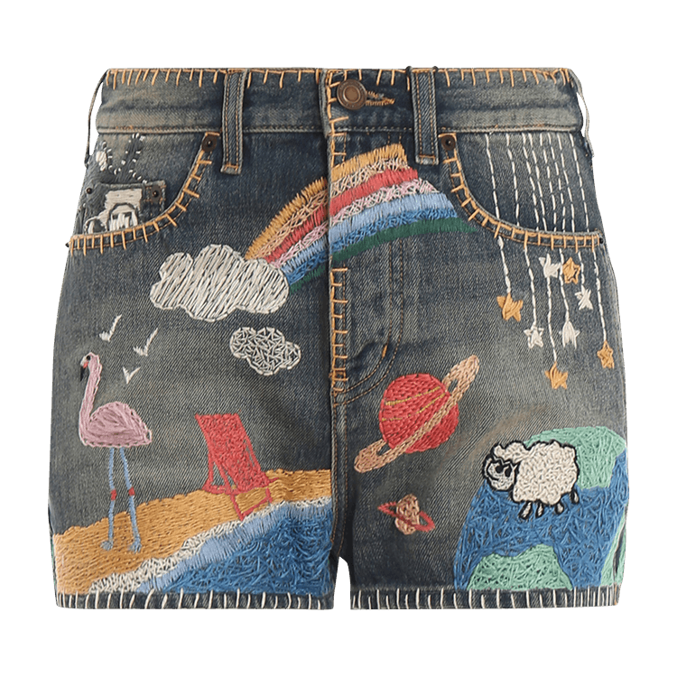 Saint Laurent Embroidered Shorts "Multi-Color"