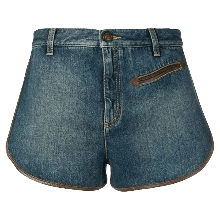 Saint Laurent Contrast Piping Denim Shorts "Deep Vintage Blue"