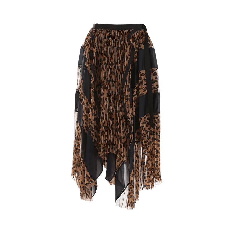 Sacai Leopard Chiffon Skirt "Beige"