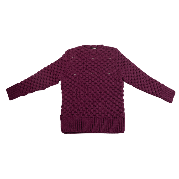 Raf Simons Honey Stitch Sweater With Pleated Collar And 6 Rings "Burgundy"