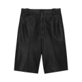 Saint Laurent Pleated Detail Leather Bermuda Shorts "Black"
