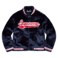 Supreme Faux Fur Varsity Jacket "Navy"