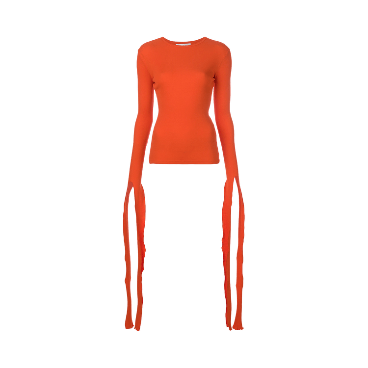 JW Anderson Tie Cuff Rib Tee "Tangerine"