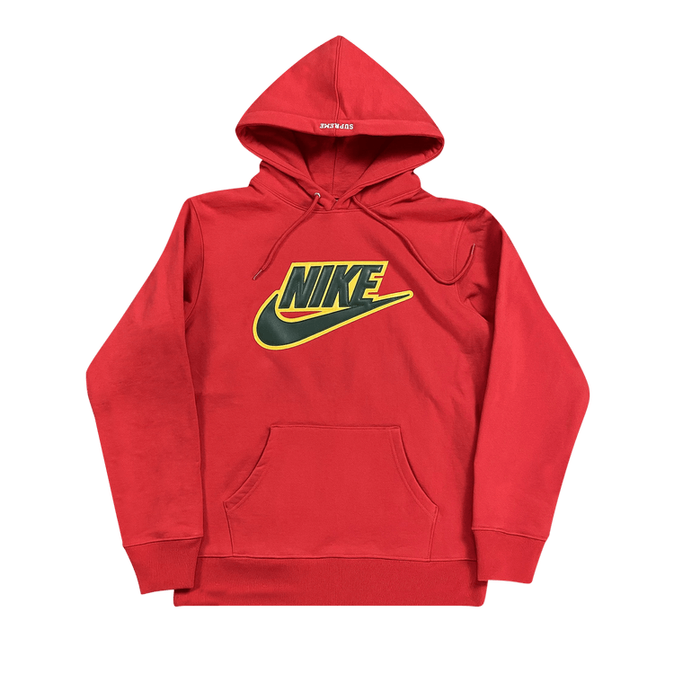 Supreme x Nike Leather Appliqué Hooded Sweatshirt Red "Red"