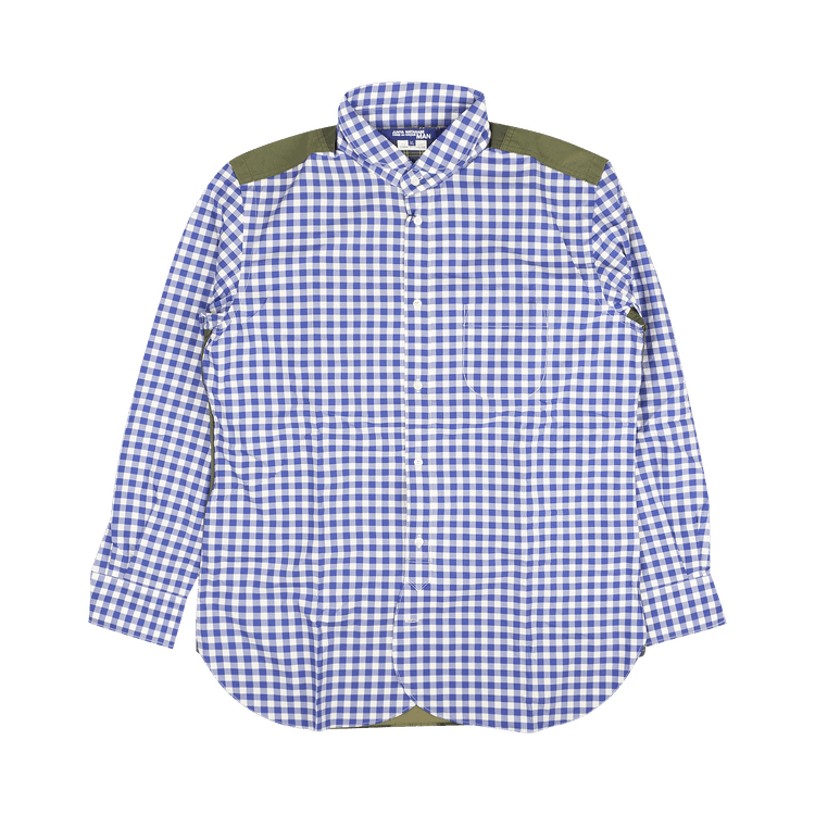 Junya Watanabe Gingham Camo Cotton Nylon Shirt "Blue/Olive"