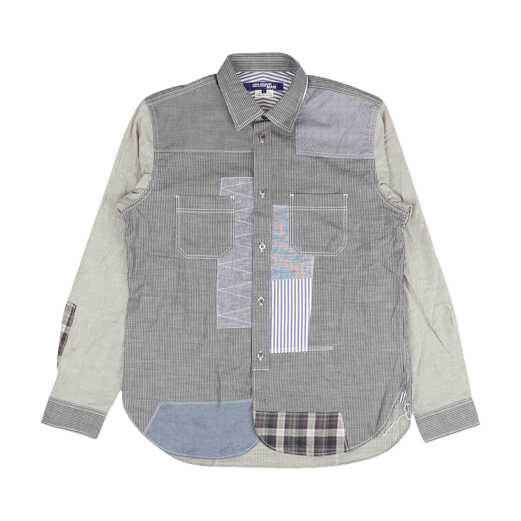 Junya Watanabe MAN Patchwork Chambray Shirt "Blue Stripe Patchwork"