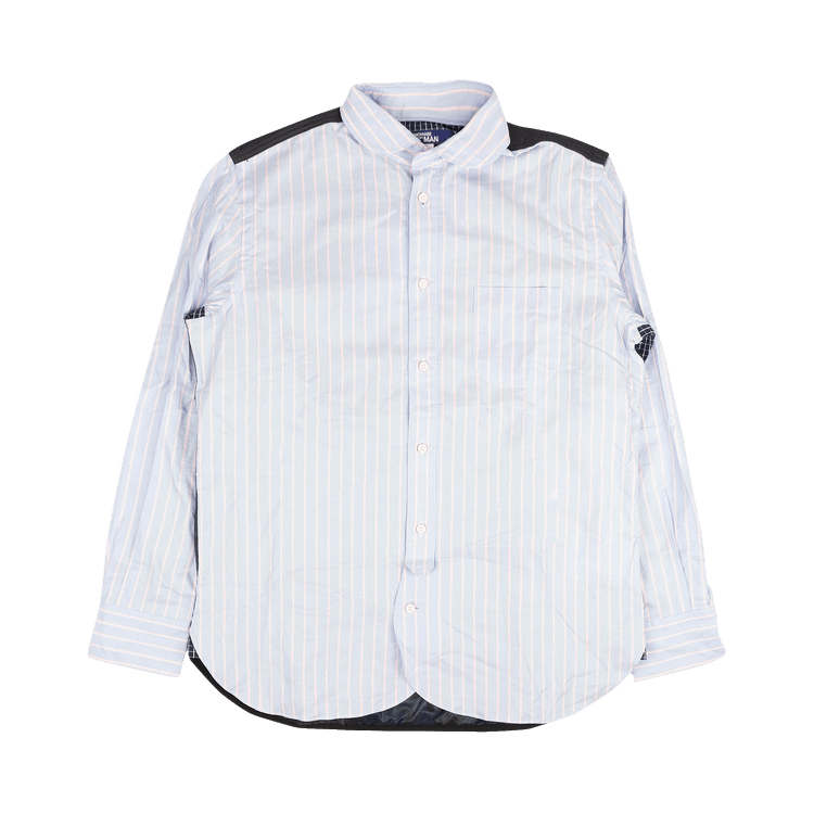 Junya Watanabe Striped Camo Cotton Nylon Shirt "Blue Navy"