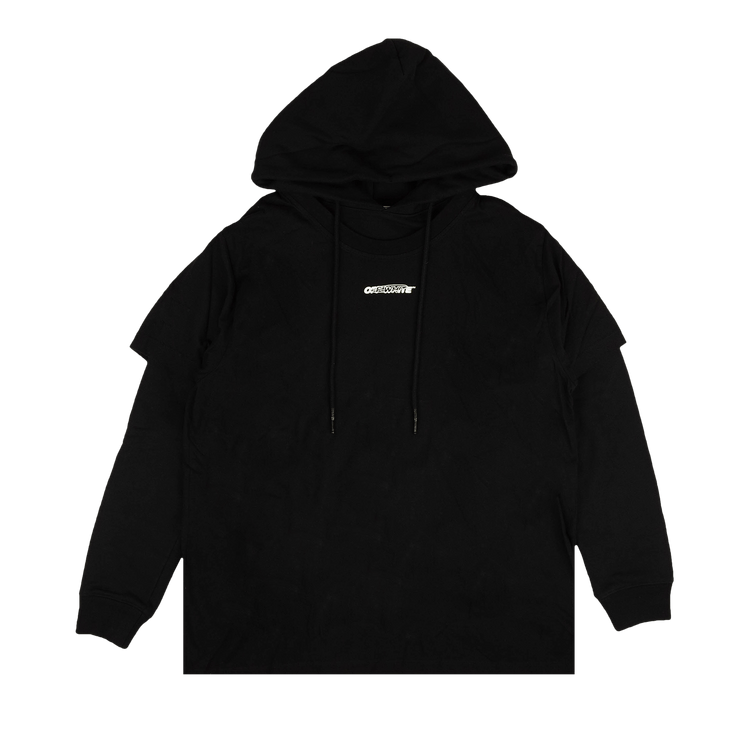 Off-White Barrel Worker Double Tee Hoodie "Black/White"