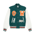 Off-White Barrel Leather Varsity Jacket "Green/Orange"