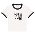 T by Alexander Wang Shrunken Ringer Graphic Tee "White/Black"