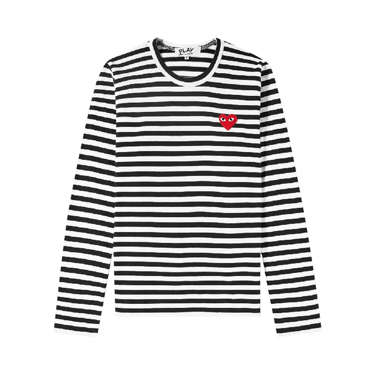 Comme des Garçons PLAY Heart Logo Striped Long-Sleeve T-Shirt "Black/White"