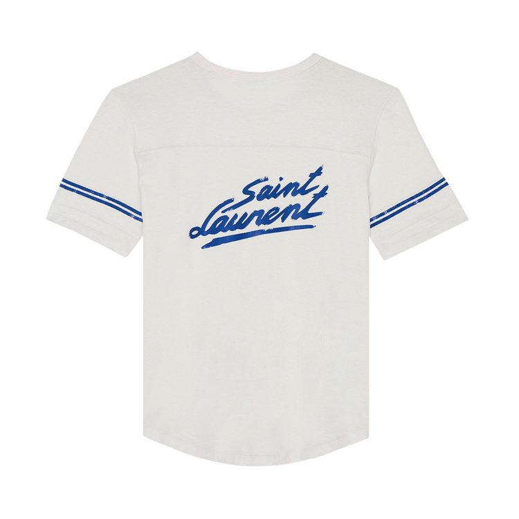 Saint Laurent College Logo T-Shirt "Dirty Ecru/Blue"