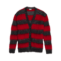 Saint Laurent Striped Mohair Cardigan "Black/Red"